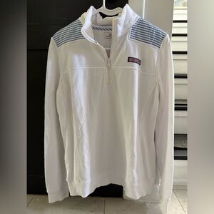 Vineyard Vines White and Blue Quarter-Zip Sweatshirt